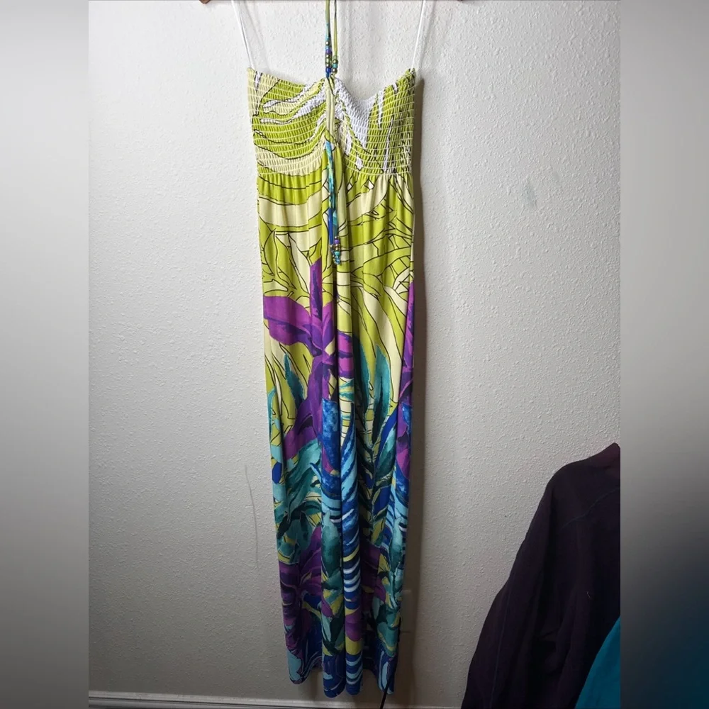 Cache White and Green smocked maxi Dress, medium - Picture 10 of 10